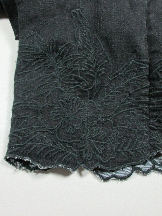 Lauren Ralph Lauren Denim - Lauren Ralph Lauren women dark gray stretch embroidered floral capri jeans 4 NWT